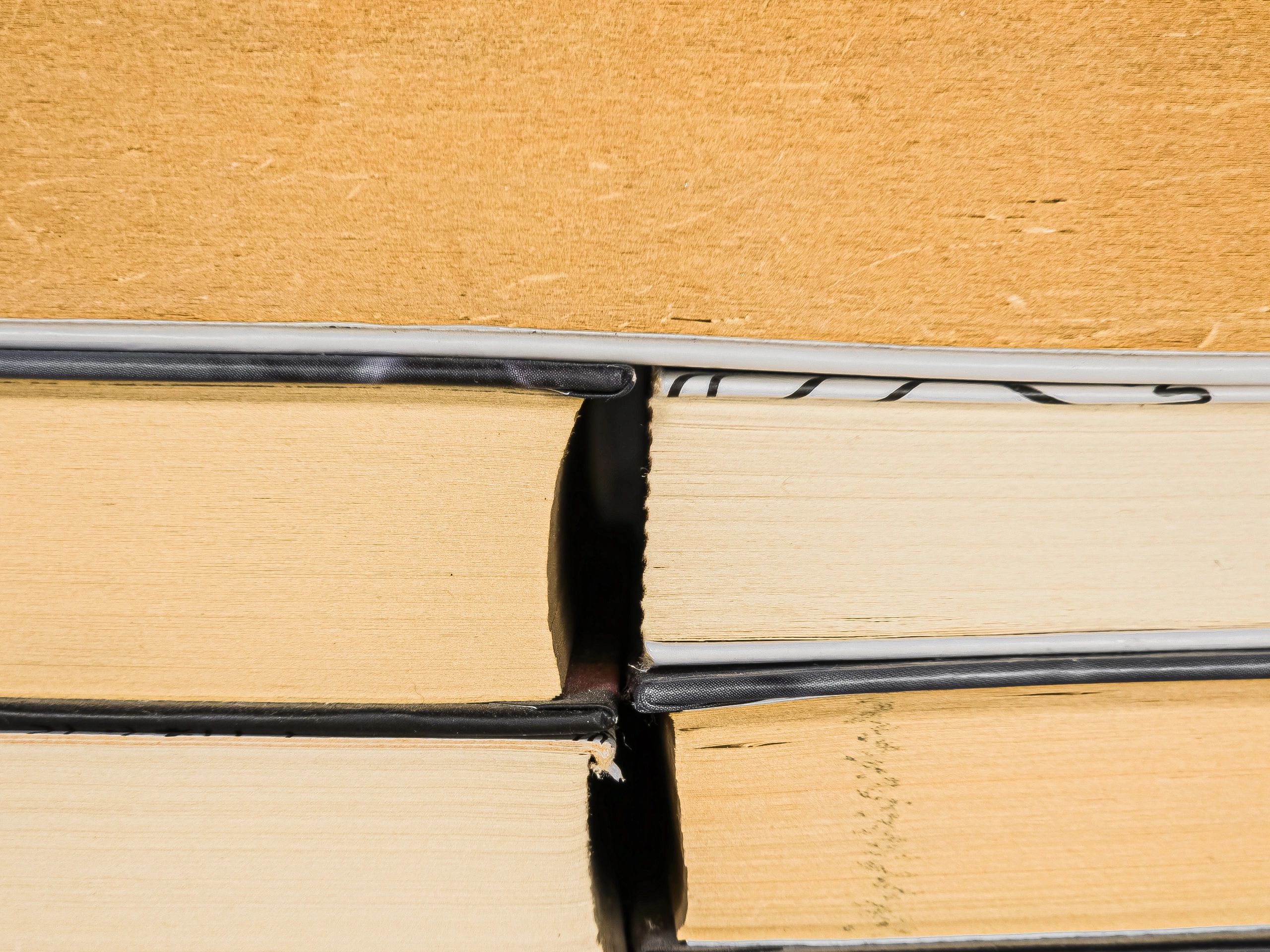 Close-up stack of vintage books